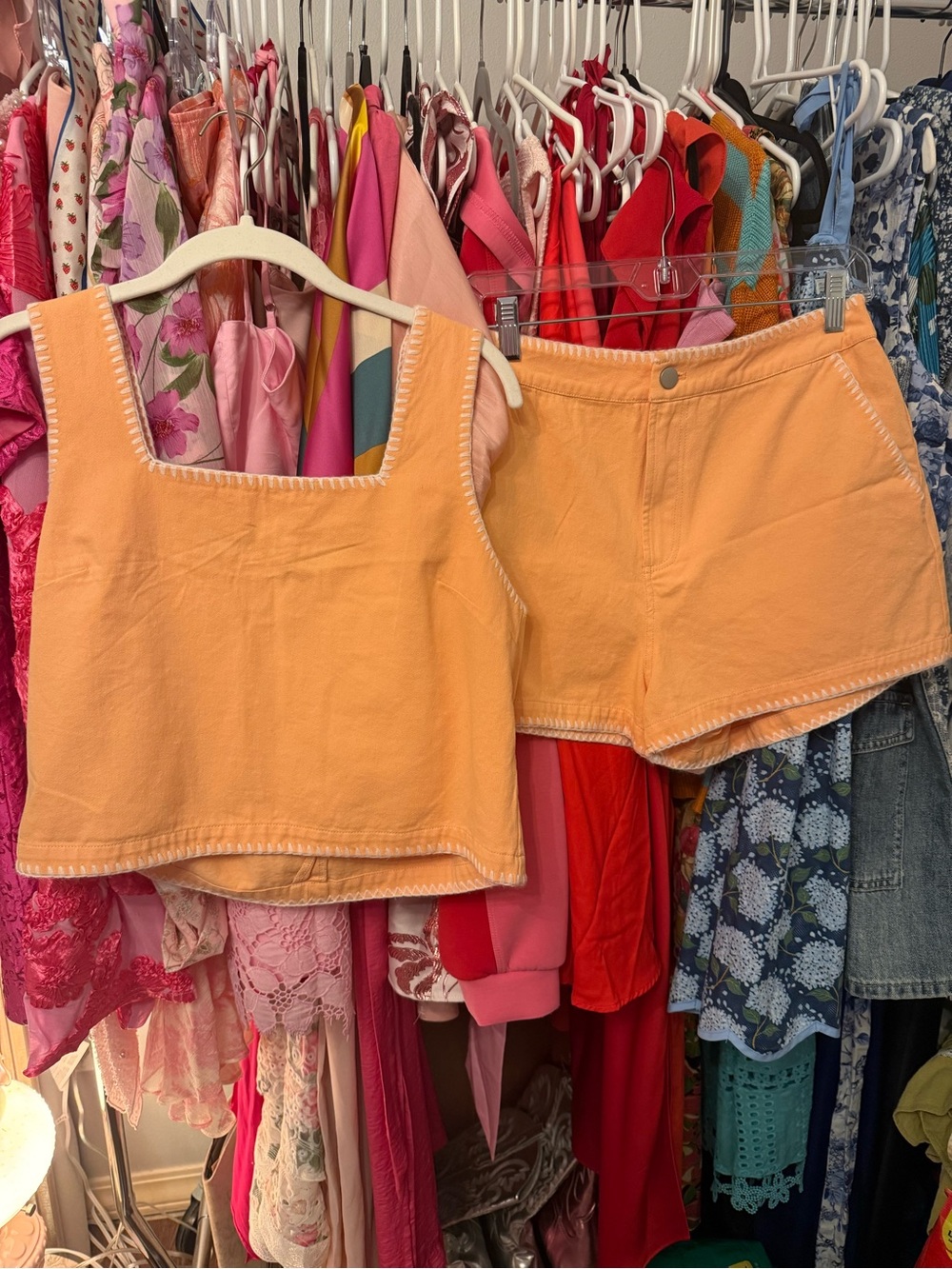 Washed Peach Square-Neck Crop Top — Women's Casual Tank